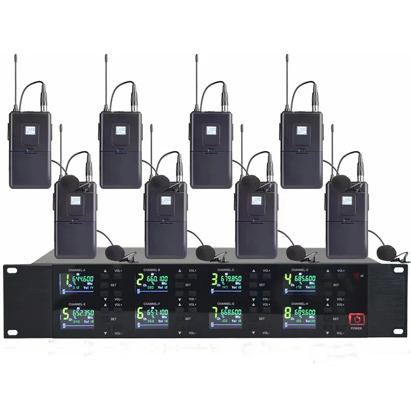 Stage KTV Handheld 8 Channels UHF Wireless Karaoke Microphone Living Singing Metal Dynamic Microphone Wireless
