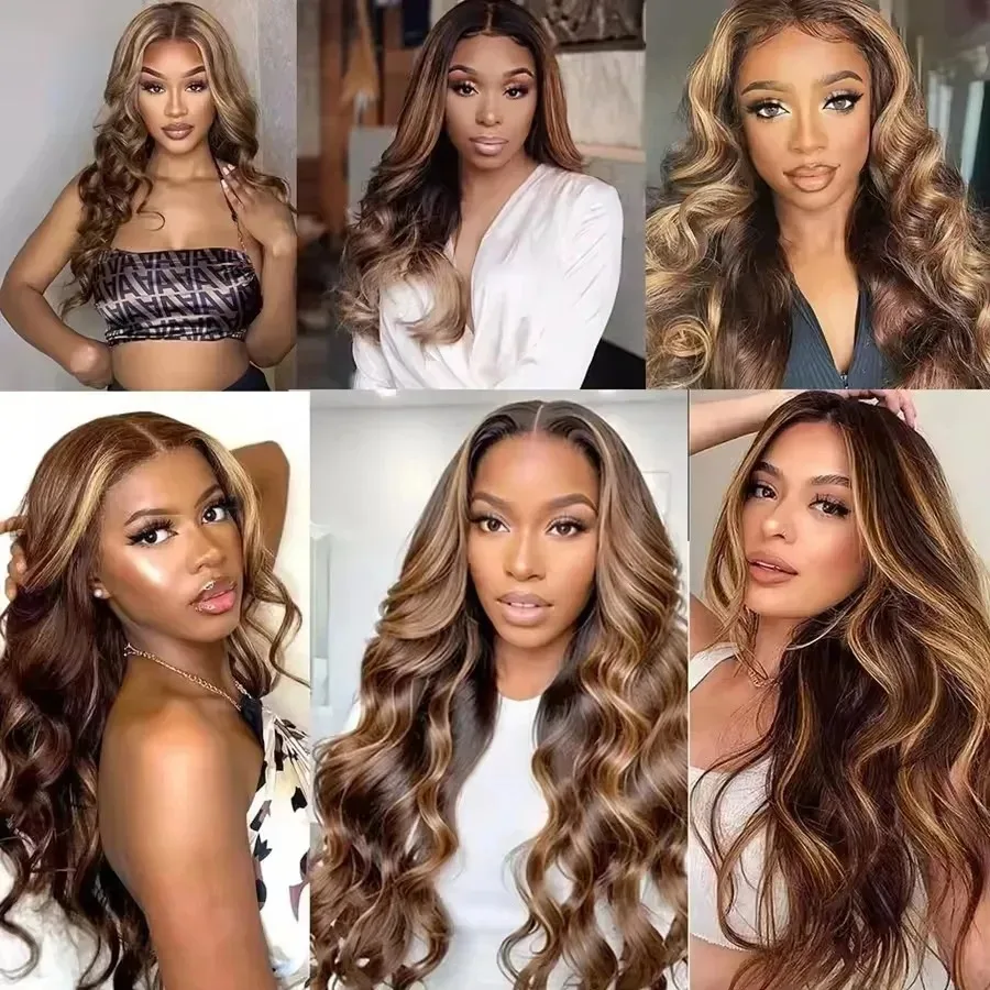Body Wave P427 Honey Blonde Highlight Wig Human Hair 13x4 Lace Front Human Hair Wigs Lace Frontal Wig For Black Women Wigs