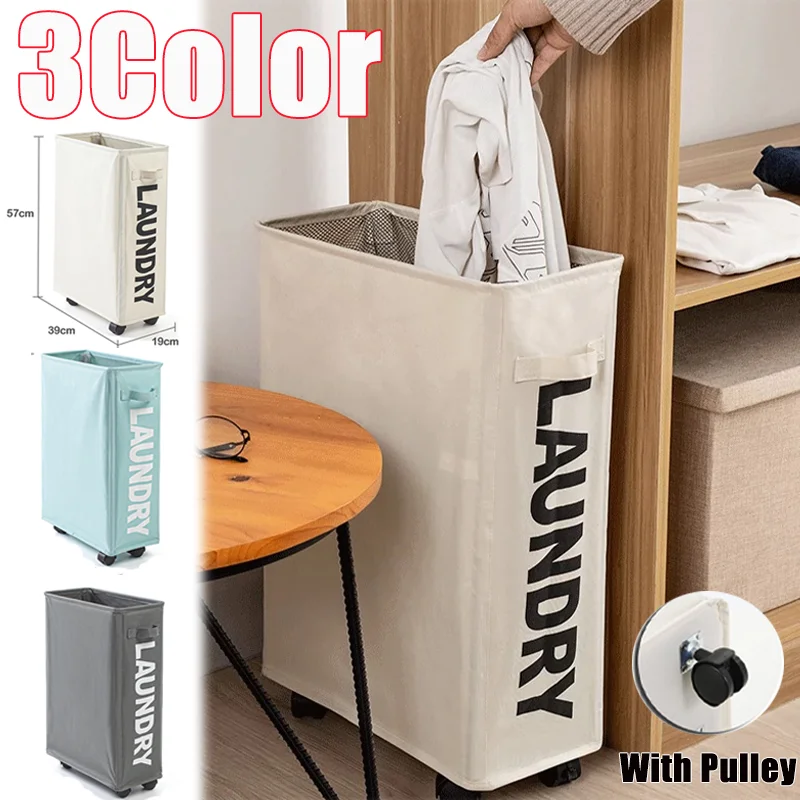 Foldable Laundry Basket Dirty Clothes Basket Clothes Storage Box Yoga Storage Sundries Box with Wheels Bathroom Accessories 2