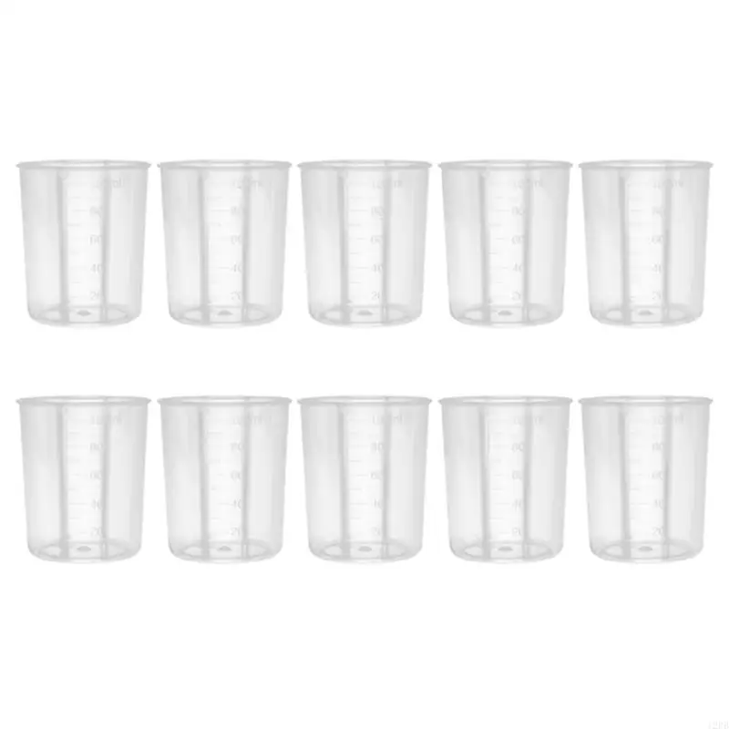 12PB 10 Pack 8oz Graduated Clear Plastic Measuring Cups Practical Experimental Tools for Mixing Paint Pigments Epoxy Resins