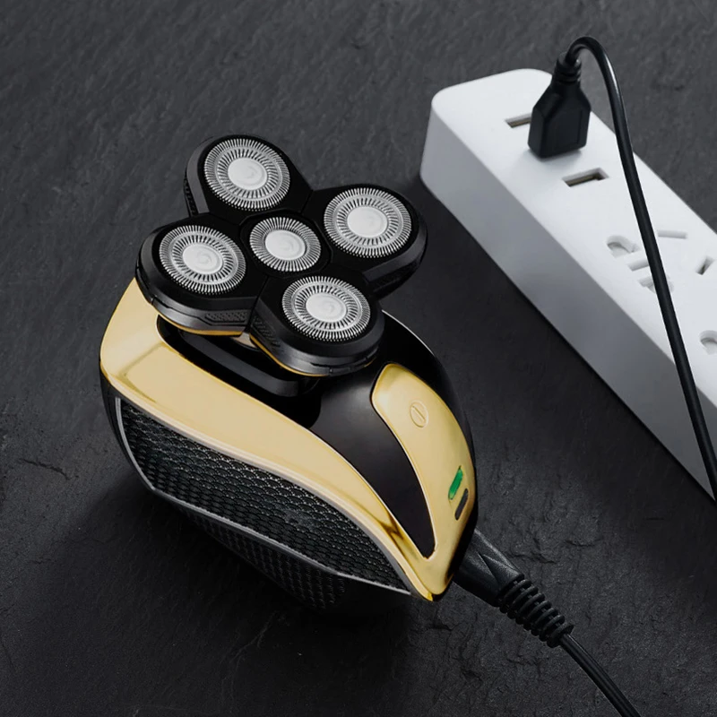Five blade USB charging electric shaver, suitable for shaving bald heads, smooth shaving on the face and head
