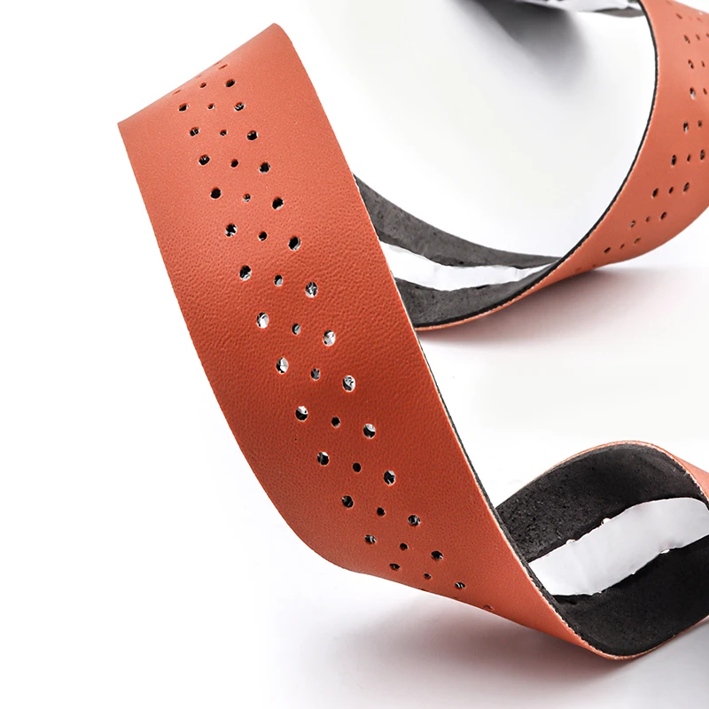 Bike Handlebar Tape MUQZI Fixed Gear Road Bike PU Leather Sweat Absorption Hollow Breathable Winding 1.9M