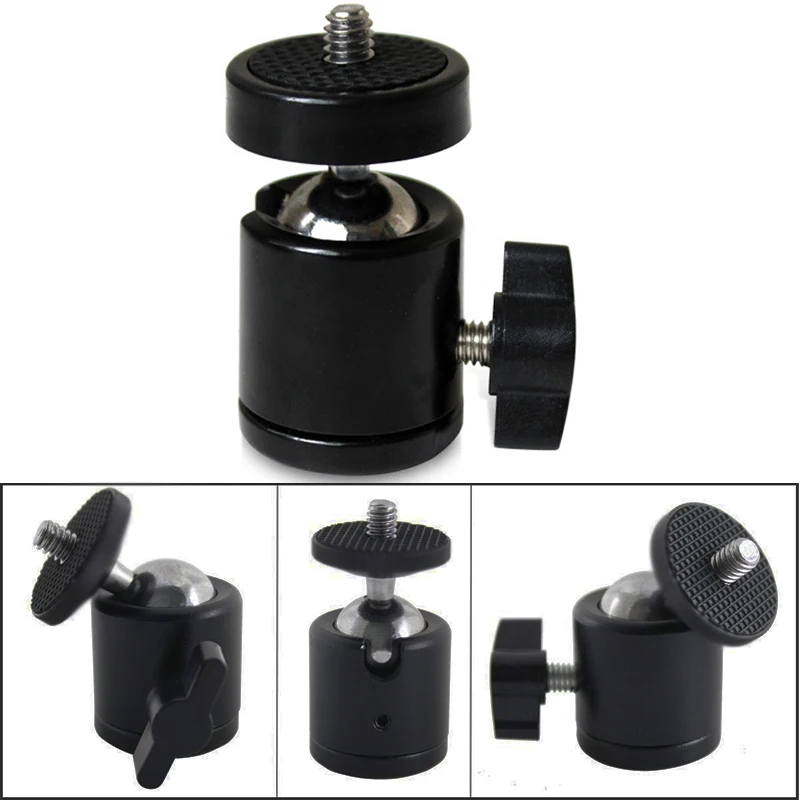 Tripod Ball Head Mini Ball Head 1/4 Hotshoe Mount Adapter 360 Degree Swivel Aluminum Tripod Ballhead for gopro dv DSLR Light Camrea Stand
