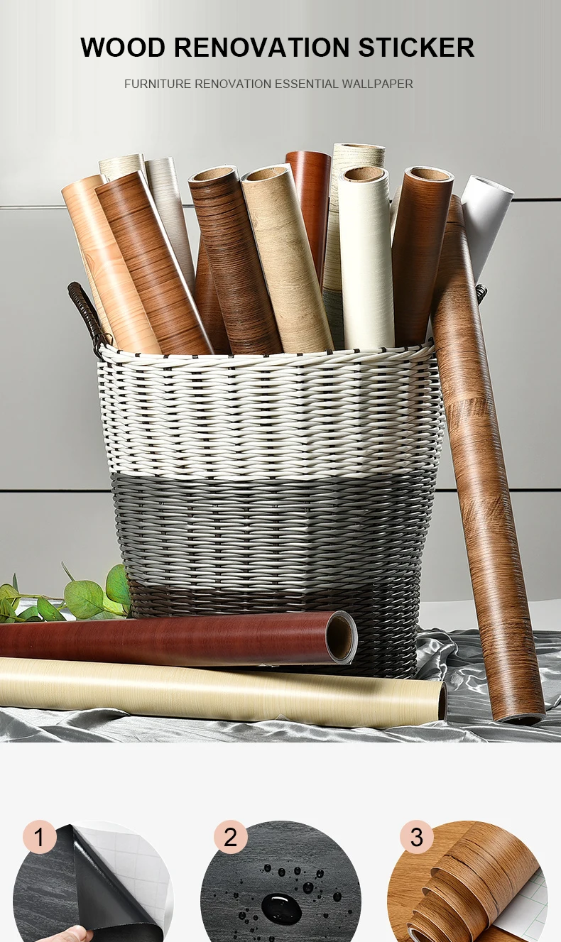Sd515ce12248542da95739d597d3891792 Waterproof Self Adhesive Wallpaper Roll Furniture Cabinets Vinyl Decorative Film Wood Grain DIY Wall Stickers For Home Decor Mallzona