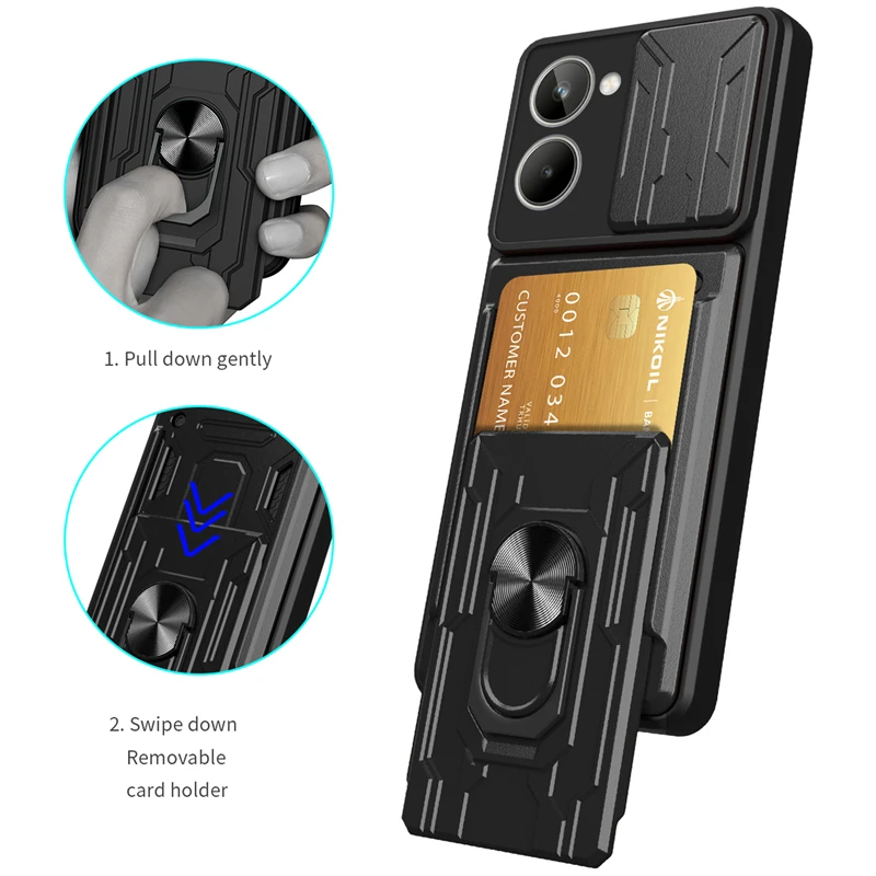 Custodia Per Oneplus Nord N300 5G Cover Oneplus 10T Nord N20 N30 Ce 3 Lite N200 N20 Se 5G Custodia Per Carte Pocket Metalen Houder Ring