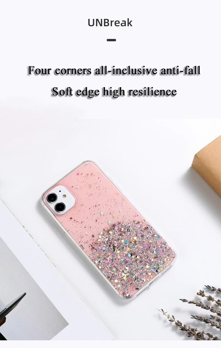 per Oppo A78 A58 A57 A17 Reno 10 9 7 8T Pro Plus Find X5 Custodia in lamina d'argento Paillette Epossidica Cover morbida trasparente Anticaduta Fundas_voghion.com