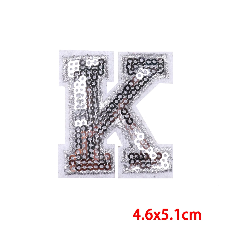 26 silberne Rand-Pailletten, englische Buchstaben-Kombination, Stickerei-Aufnäher, Buchstaben-gestickte Aufnäher auf Rucksack, Schuhe, Hut, Aufnäher zum Selbermachen – Detail 13