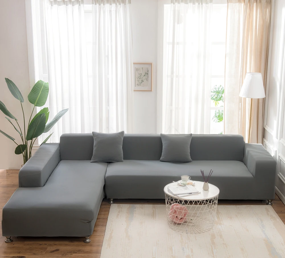 Elastic Solid Color Sofa Covers for Living Room Sectional and Couch Chair Protection