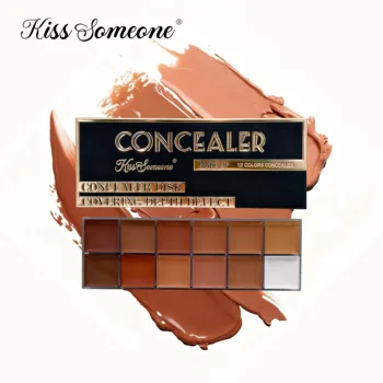 Correttore 12 Colori per Pelli Scure, Fondotinta Impermeabile a Copertura Totale, Trucco Viso, Protezione Solare, Fard in Polvere, Ombretto