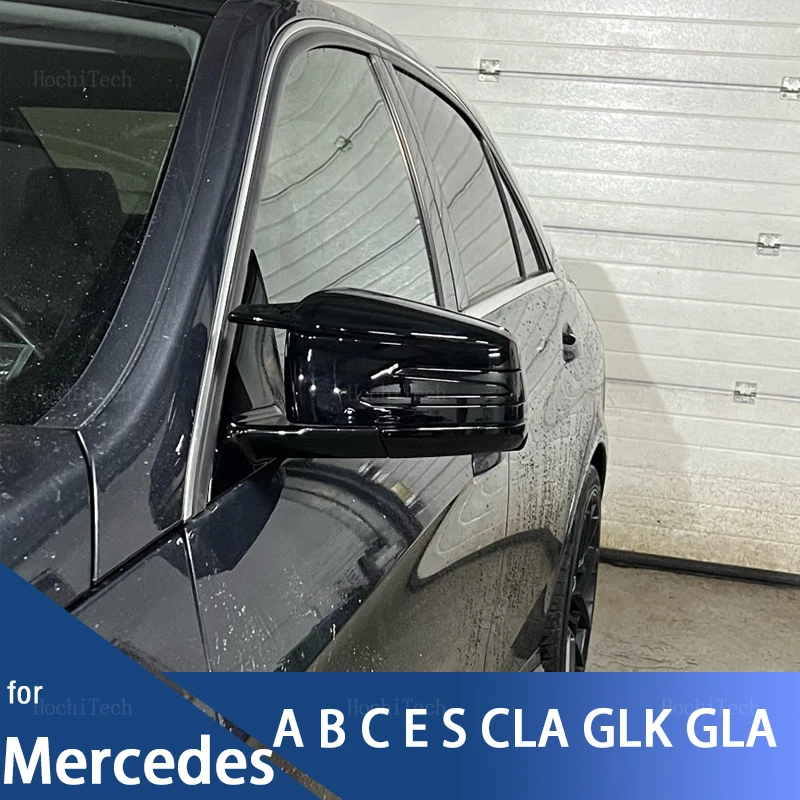 

Чехлы для зеркал заднего вида для Mercedes-Benz W204 E W212 W176 W246 CLS C218 GLA X156, АБС-пластик, углеродное волокно, узор, глянцевый черный