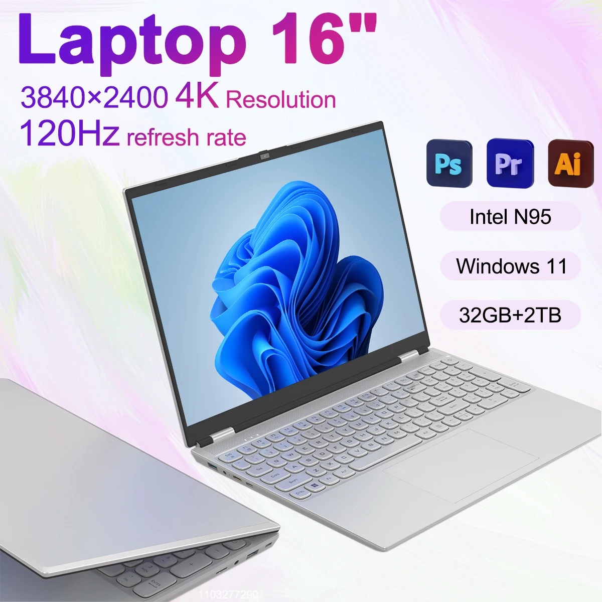 Laptop Da 16 "Pollici, Schermo Ultra-Trasparente 120 Hz 4K, Windows 11 Pro, 32Gb Di Ram + Rom Ssd Da 2048 Gb, Sblocco Delle Impronte Digitali, Tastier