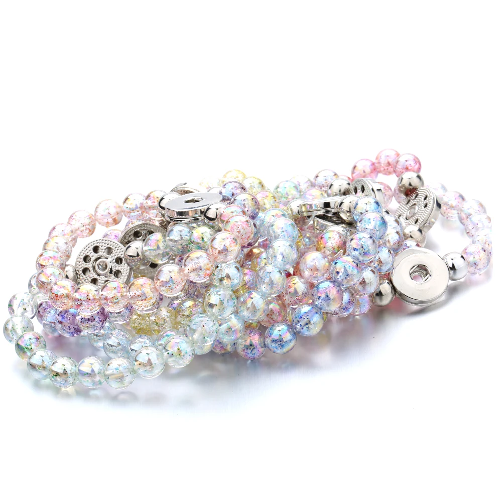 Imitation Color Pearls Bead Snap Button Bracelet  Handmade Snaps Jewelry For Women Men