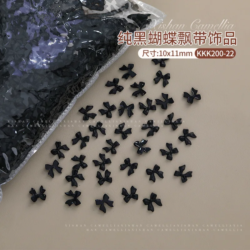 100pcs/Bag White Ribbon Resin Bow Nail Charms Parts 3D Butterfly Nail Art Decoration Accessories for DIY Manicure Korean Design 2