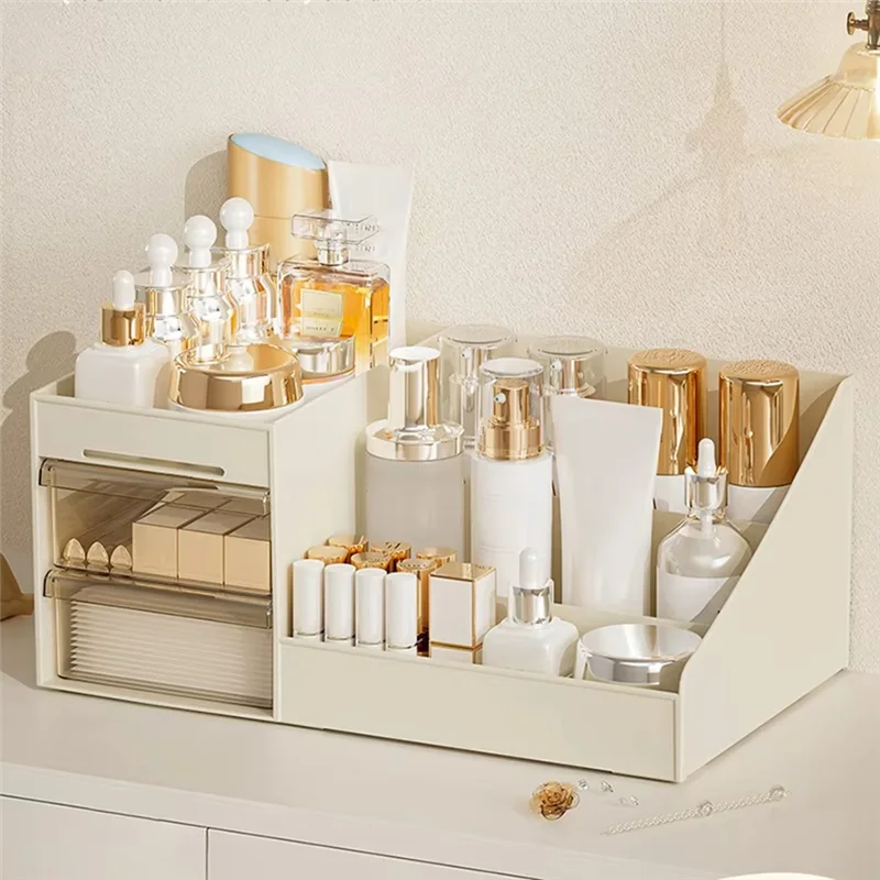 Cosmetic Organizer With Clear Drawer Countertop Organizer For Cosmetics, Lotion,Lipstick Ideal For Dressers Or Bathrooms 3