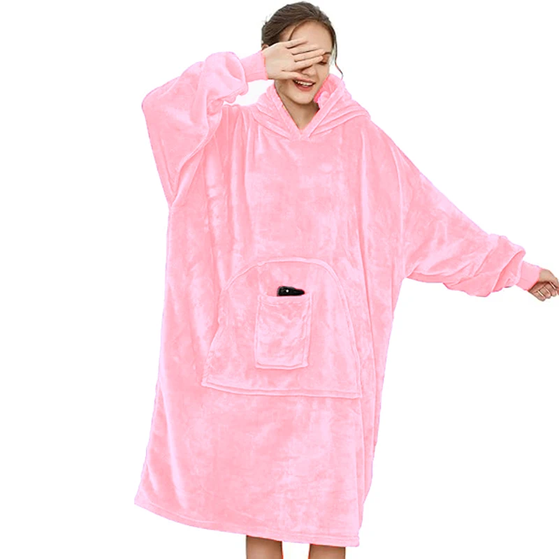 thumbnail image 1 of Manta portátil para mujeres y hombres, sudadera de gran tamaño, súper suave, cálida y cómoda, con capucha y envío directo, 1 of 4