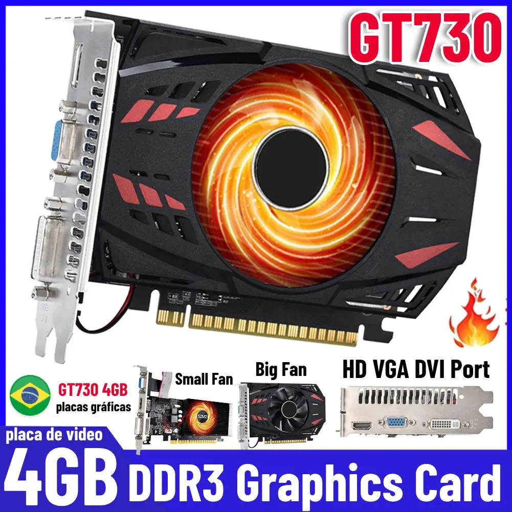 Gt730 4gb Ddr3 128bit Graphics Card With Hdmi Vga Dvi Port Video Card Gt  730 4gb Graphics Card With Cooling Fan - Graphics Cards - AliExpress