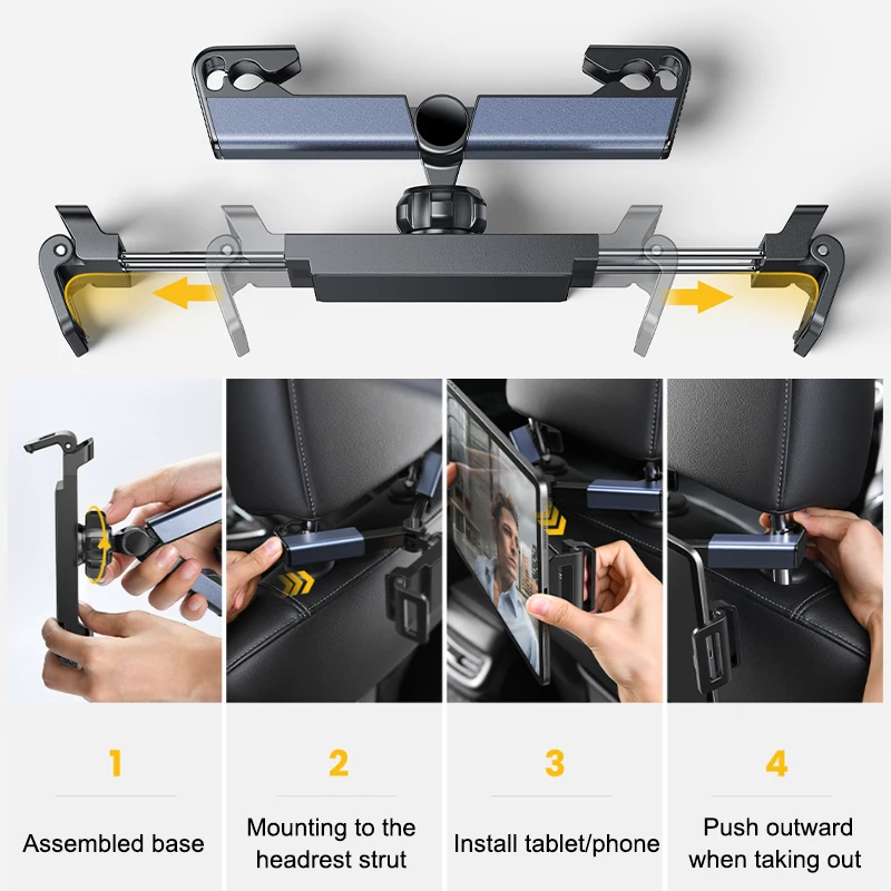 SEAMETAL Telescopic Car Phone Holder Tablet Holder Anti Shake Tablet Mount 4 12 9 inch Universal