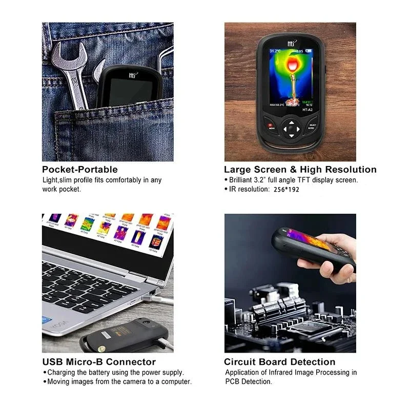 TFT Pocket Thermal Infrared Imager HT-A2 HT-A2+ Temperature Meter Measuring Tools Handheld 3.2 Inch Display Screen Hunting