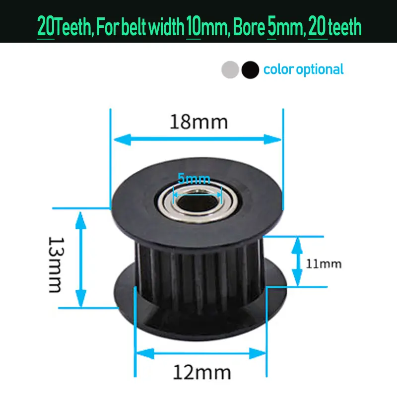 GT2 Idler Timing Pulley 16-tooth 20-Teeth with 3mm or 5mm Bore with Bearings for 3D Printer Parts Timing Belt 6mm 10mm image 12