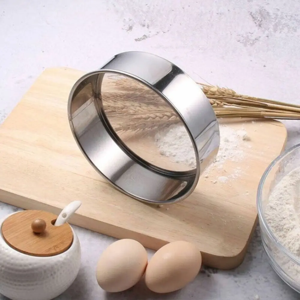 12/18cm Kitchen Mesh Flour Sifter Durable Stainless Steel Ultra-fine Sugar Filter Mesh Baking Tool Round Strainer Sifters flour sifter,baking tools,mesh strainer,fine mesh strainer,powder sieve