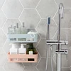 Hot Sale Adhesive Storage Rack Bathroom Accessories Corner Shower Shelf Kitchen Bathroom Shelf Home Decoration 3