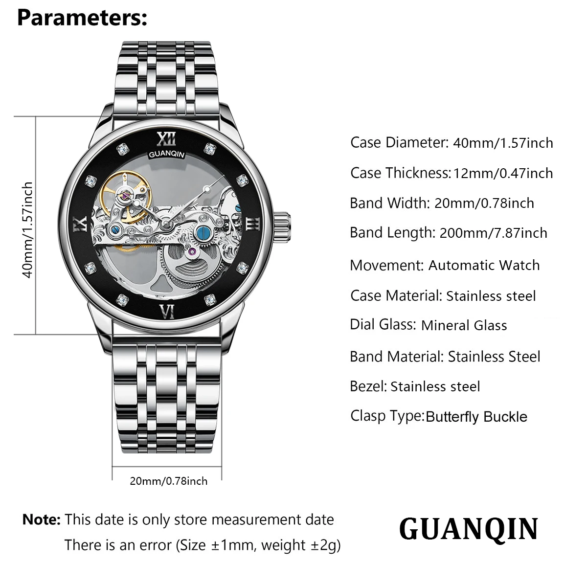 GUANQIN Men's Watches Top Brand Luxury Automatic Watch For Men Mechanical Watches Stainless Steel Hollow Men's Wristwatch Clock images - 6