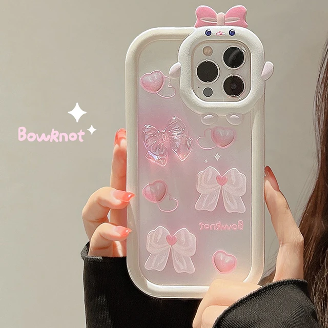 Luxury Sweet Girls Crystal Bow Tie Kawaii Phone Case For iPhone