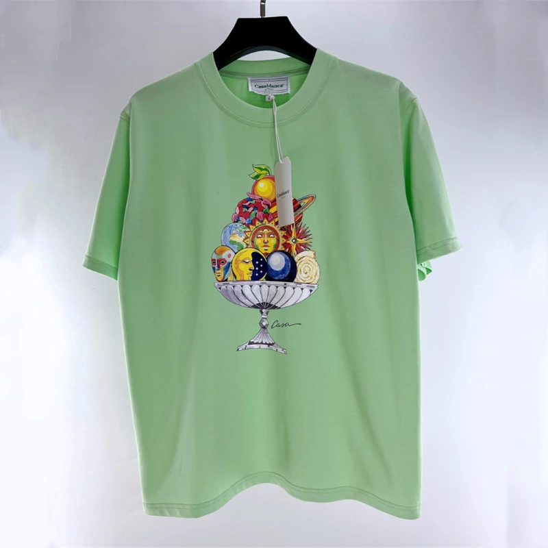 

New Casablanca Abstract Fruit Pallet Print T-Shirt Good Quality Men Women Fashion Casual Vintage Pure Cotton T-Shirt