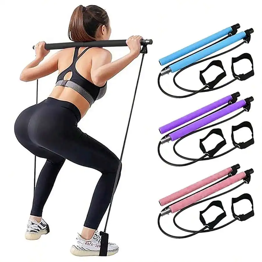 Pilates Bar Kit With Resistance Bands For Full Body Home Workout_voghion.com