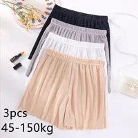 3pcs Summer Women Ice Silk Safety Short Pants Female Extra Large Size Anti Rub Safety Shorts Panties Lady Thin Loose Underwear