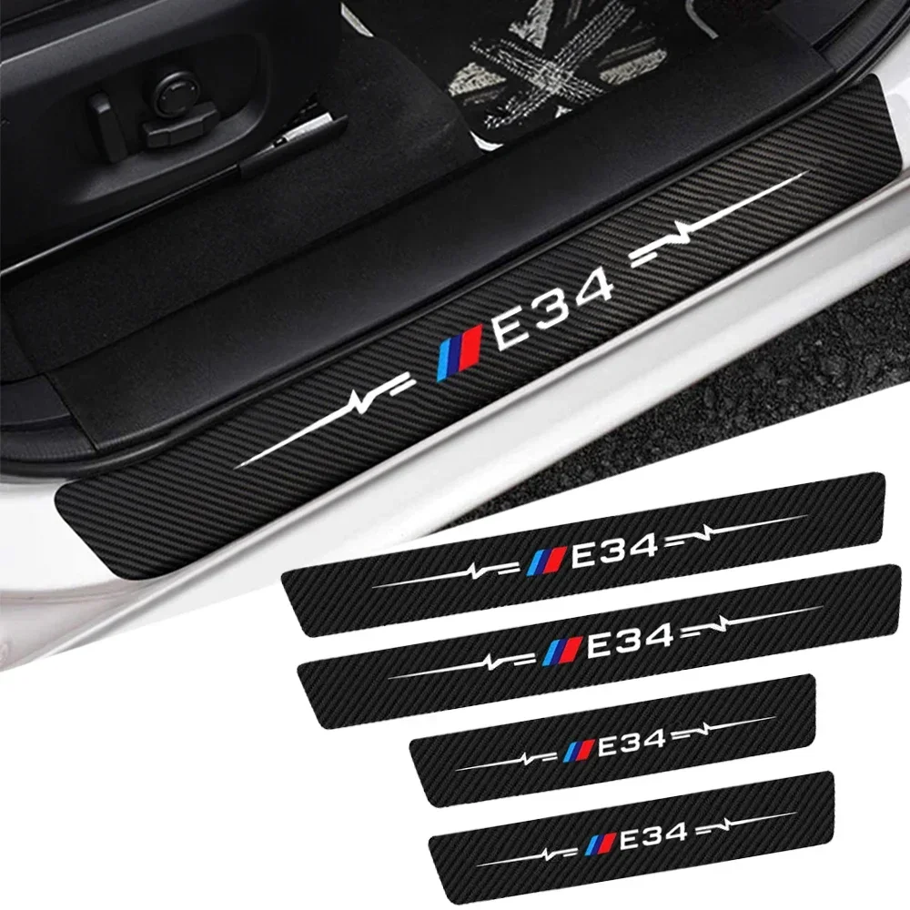 

Углеродное волокно для E34 логотип E90 X6 X5 X4 защитная пластина для порога автомобиля Защита для заднего багажника бампера аксессуары для детской двери