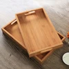 Wide Bamboo Organizer Tray Storage Bin with Handles for Cutlery Serving Spoons Cooking Utensils Teapot Teacup 6