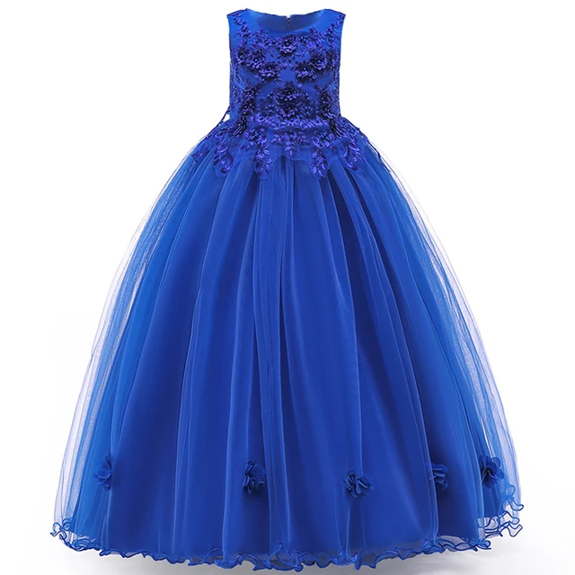 Robes de soirée formelles en dentelle pour filles, robe de demoiselle d'honneur pour enfants, robe de Rhen tulle, fête d'anniversaire et de mariage 1