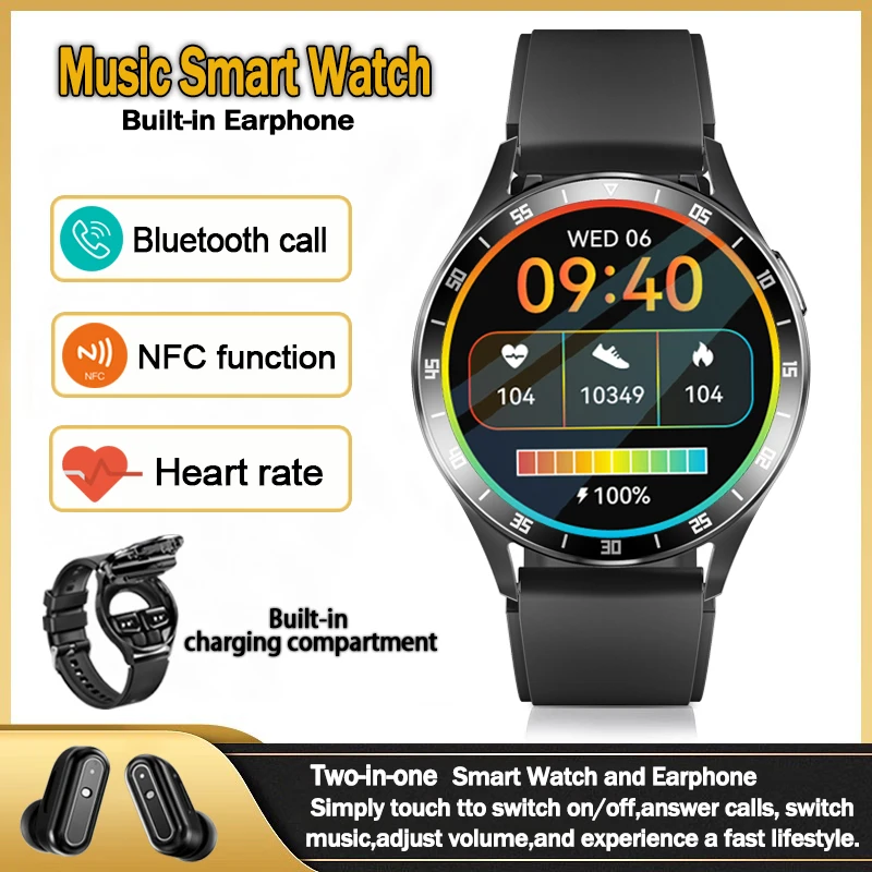 2024 New Music Smart Watch Nfc Blood Pressure Frequenza Cardiaca Bluetooth Call Wireless Bluetooth Auricolare Sport Fashion Smartwatch