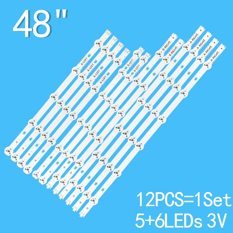 LED Backlight strip for 480DLED_SLIM_A-RIGHT-TYPE B-LEFT-TYPE TX48CX400B TX-48CX350B TX-48CX400E TX-48CX400B 48S3653DB 48U7653DB for 69221l 0064a kdl 42w800a nlac30218lr 3081660l1 466mm 48led left right 100%new led backlight strip