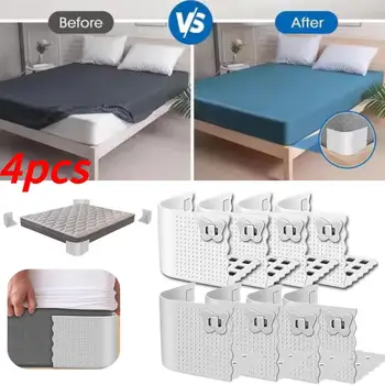 Ensemble de supports de draps invisibles, 4 pièces, couverture de drap de lit robuste, Clips fixes, pinces de draps d'angle de lit antidérapantes, supports de verrouillage 1