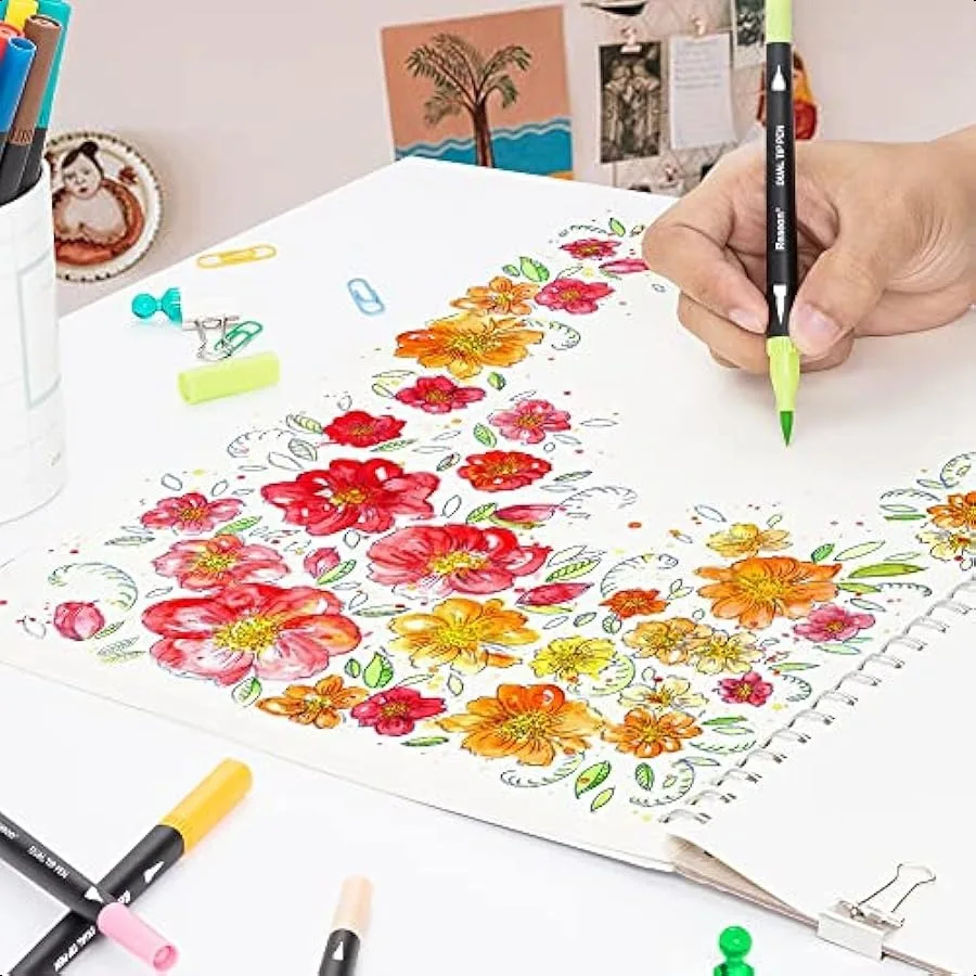 Dual Brush Tip Coloring Markers Set for Adults