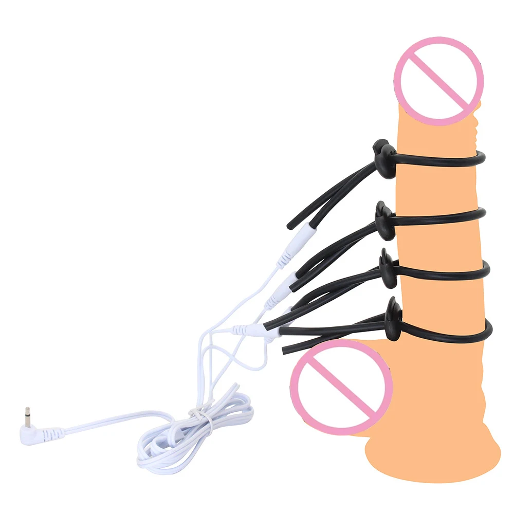 Bdsm Electric Shock Penis Ring E-stim Cock Ring Chastity Cage Sex Toy For Man Electro Stimulation Penis Massage Accessories&Host
