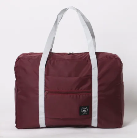 Portable Travel Bags Folding Unisex Large Capacity Women Hand Luggage Business Trip WaterProof wine red(007)