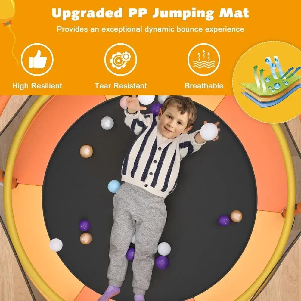 60" Trampoline for Kids, Heavy Duty, Adjustable Height, Max Weight 330 lbs, 5 Ft Outdoor Indoor Trampoline for 3-7 Ages 6
