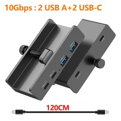 Aluminum 4 - Port USB Hub with High - Speed Data Transmission and Power Supply (2 USB 2 USB - C)