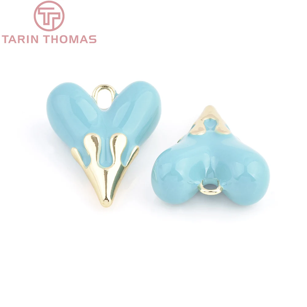 (9664) 2PCS 24K Gold Farbe Herzförmige Anhänger Messing Tropfen Öl Charms Mode Hohe Qualität DIY Schmuck, der Entdeckungen – Detail 40