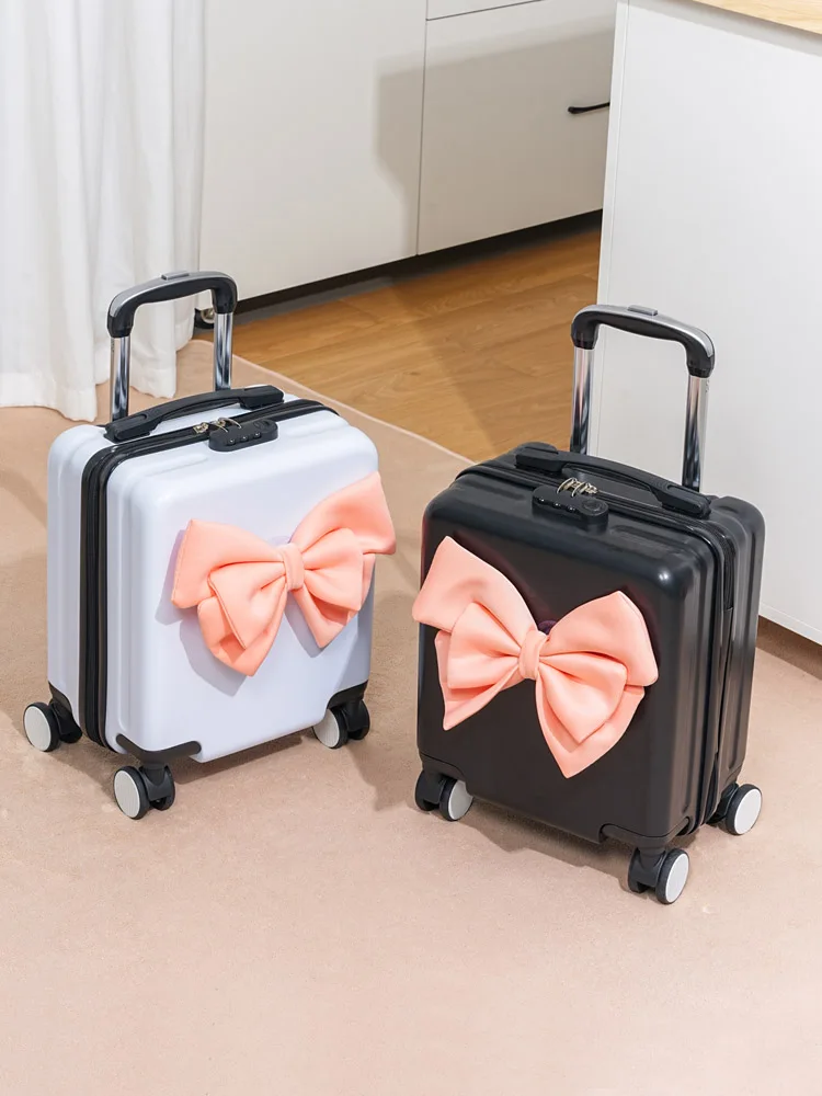 14-Inch Women's Small Lightweight Luggage With Quiet Wheels, Portable Suitcase For Flights, Pull Handle, New Travel Password_voghion.com
