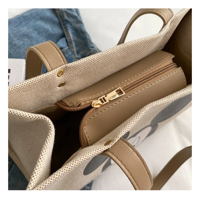 Disney's New Canvas Bag Women Fashion Cartoon Mickey Mouse Donald Duck Mommy Carry Bag Student Shoulder Commuter Tote Bag