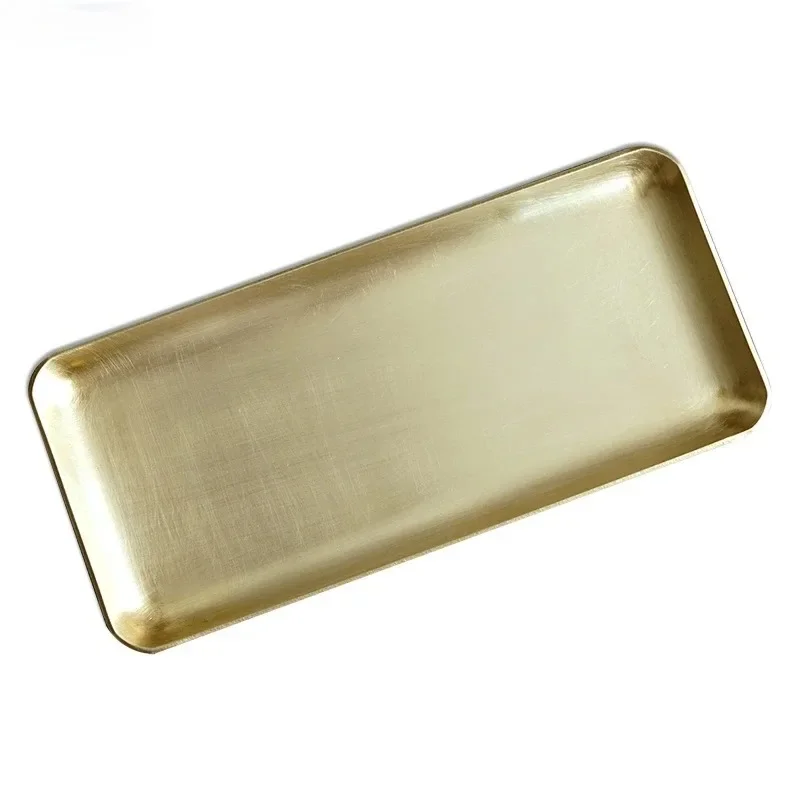 Gold Brass Storage Tray Serving Platter Decorators Brushed Metal Tableware Plate Jewelry Cosmetics Candy Food Makeup