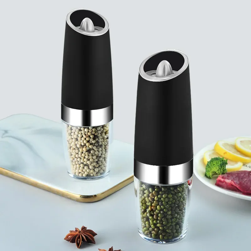 Automatic Salt Pepper Mill Grinder Electric Stainless Steel LED Light Gravity Operated Mills Kitchen Spice Tools Set for Cooking