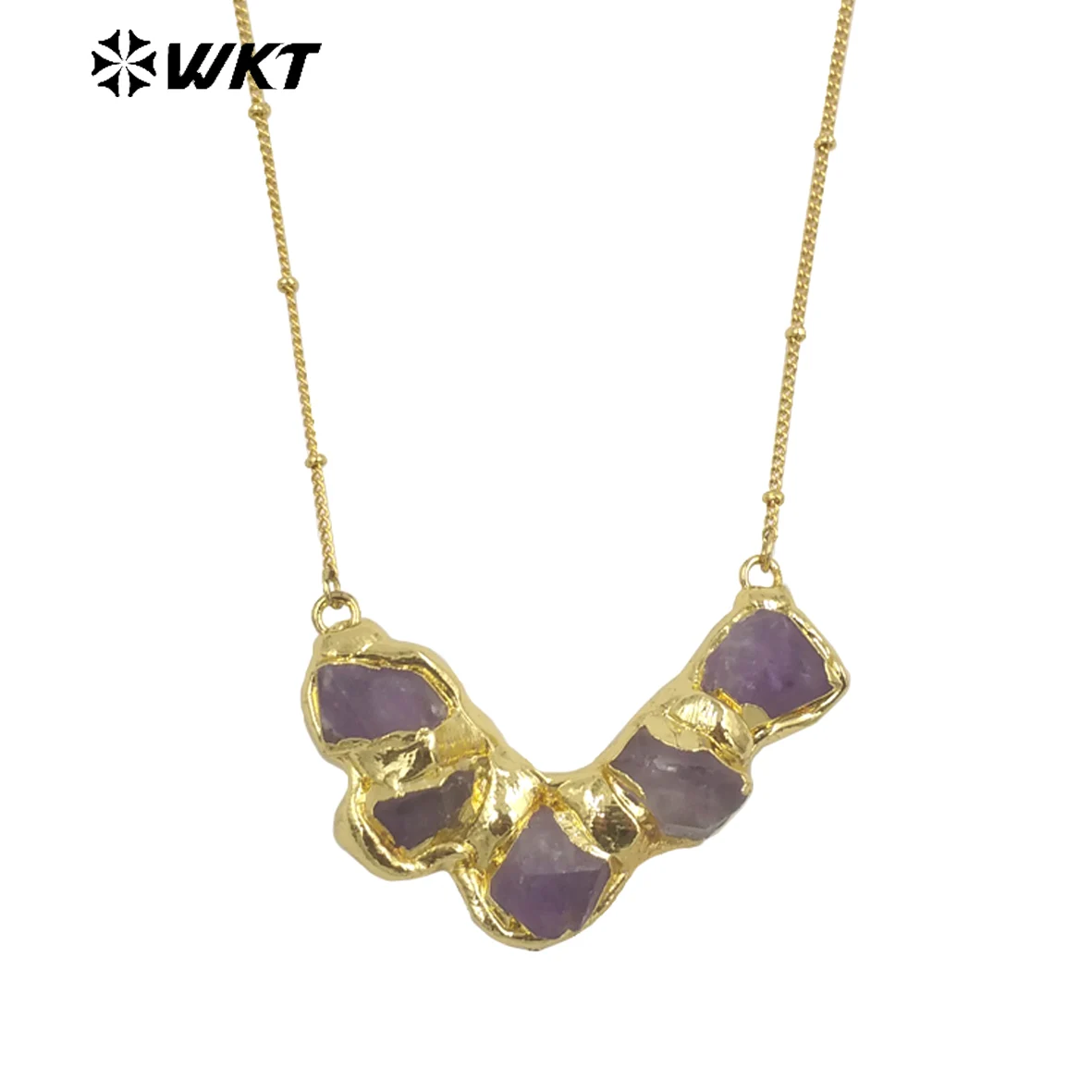 

WT-N1424 New Arrival European Yellow citrine & amethyst Vintage Flower Design with Adjustable Pendant Necklace