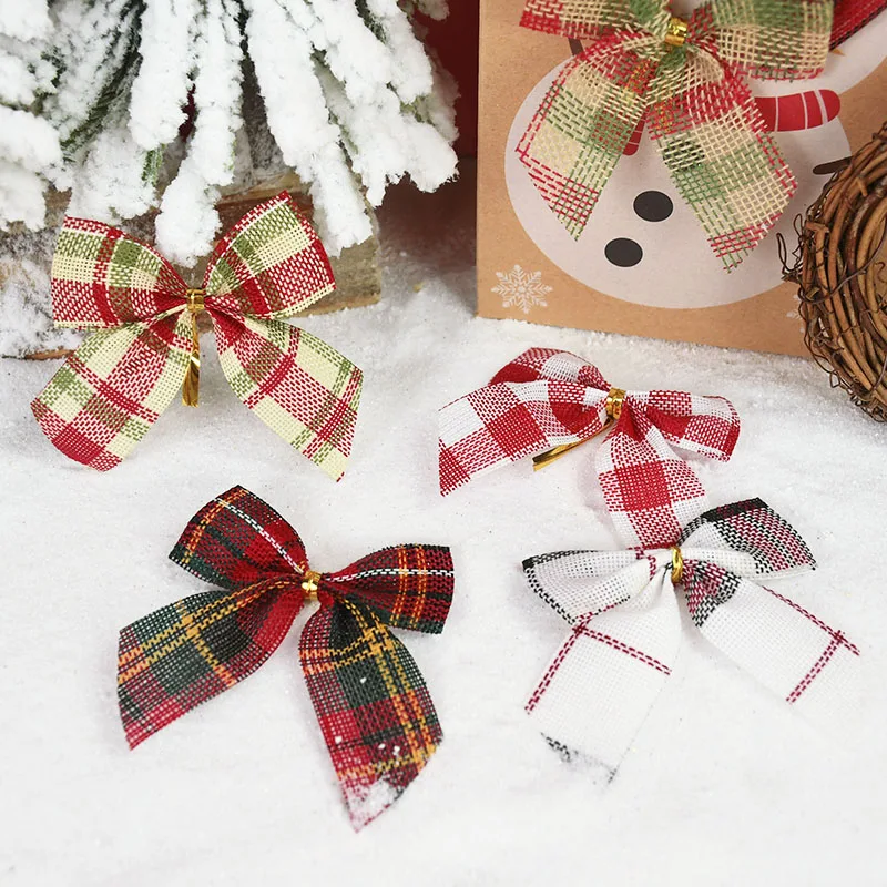 12 Nœuds De Noël Pailletés Avec Fil Métallique - Rouge Et Or, 5x5 Cm, Pour Sapin, Cadeaux, Couronne De Porte - 8