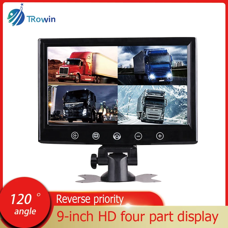 

9inch Quad LCD Display 4 Split Screen Car Monitor Vehicle DVR Video Recorder HD1080P Parking Monitor Dashboard Rear View Camera