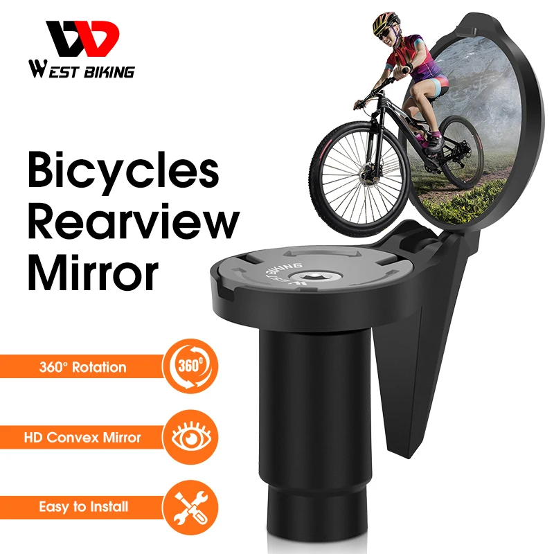 

WEST BIKING Bicycle Rearview Mirror Universal MTB Road Bike Bar End Plug Adjustable Rotate Cycling Convex Clear Rear View Mirror